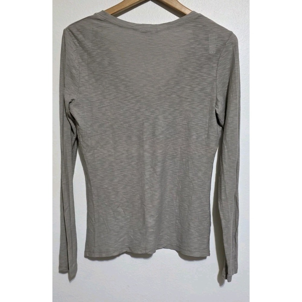 NWT 2pc James Perse Cotton Linen Long Sleeve Women Shirt Top 3 Gray Black Staple - Picture 7 of 12